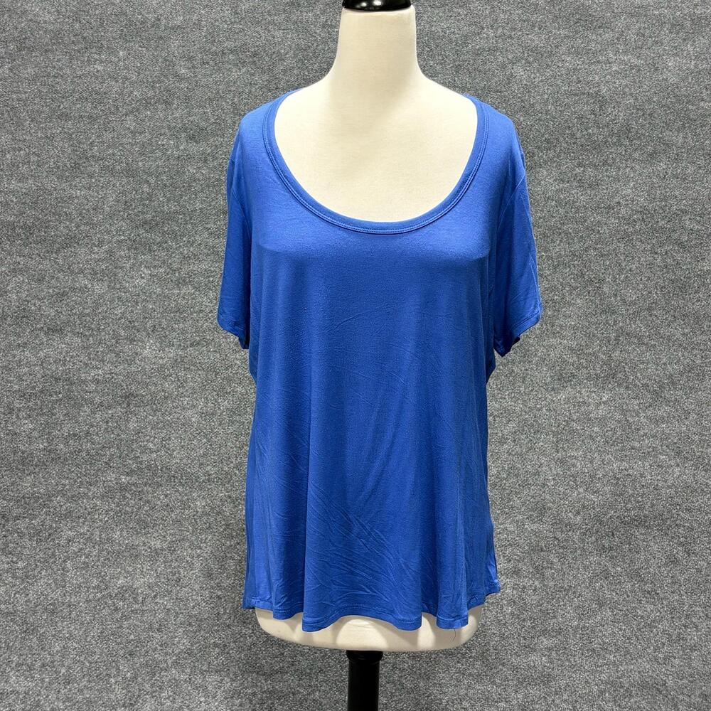 Cyrus Shirt Womens XL Blue Scoop Neck Short Sleeve Stretch Jersey Basic Top